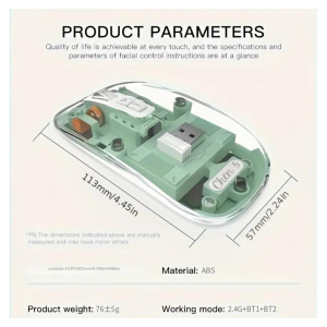 Wireless Transparent Mouse Green (Bluetooth + USB)