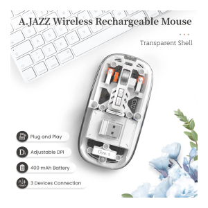 Wireless Transparent Mouse White (Bluetooth + USB)
