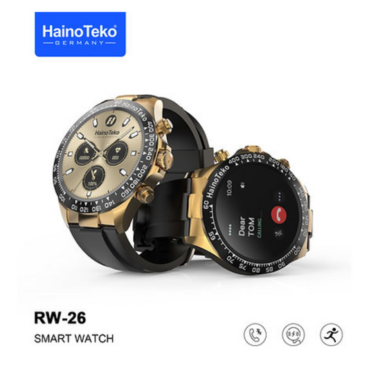 HainoTeko Germany RW-26 Round Smart Watch With Stylish King Bracelet And wireless Charger For Men's