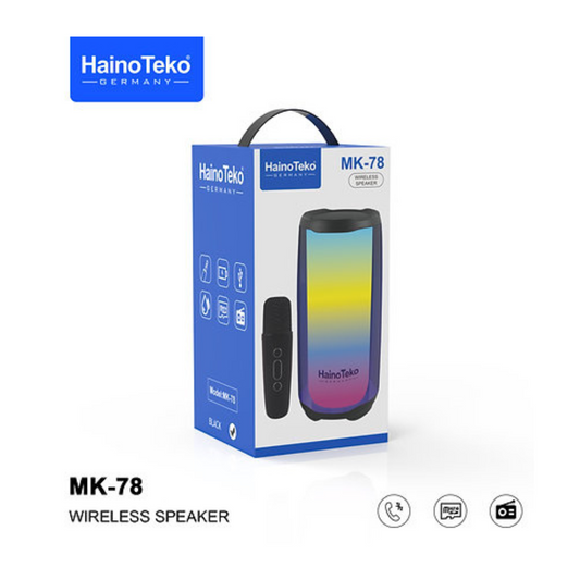 Haino Teko Germany MK78 Portable Bluetooth Speaker with Wireless Mic Black