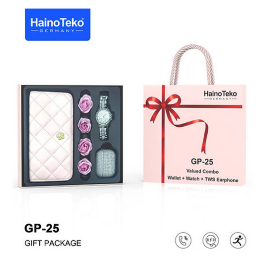 HainoTeko Germany GP 25 Watch with Headphone and Bag Special Gift Pack Combo for Ladies and Womens