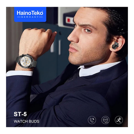 HainoTeko Germany Premium ST-5 Watch Buds With Large Screen Round Shape AMOLED Display