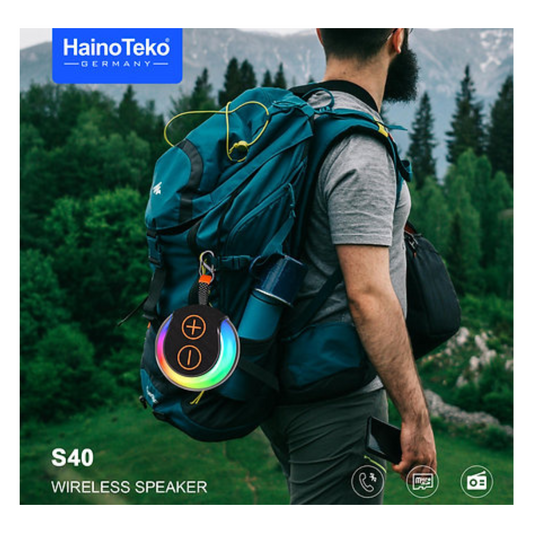 Haino Teko S40 Portable Wireless Bluetooth Speaker With Hifi Sound Quality Button Control and RGB Lighting Black