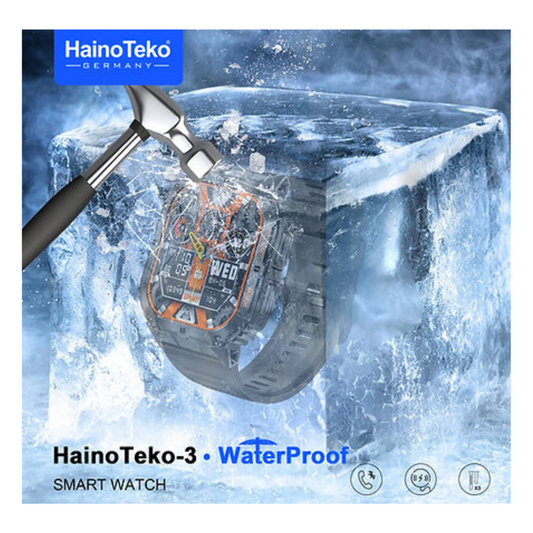 HainoTeko-3 AMOLED Display Waterproof Smart Watch With 3 Pair Straps and Charging Cable For Men's