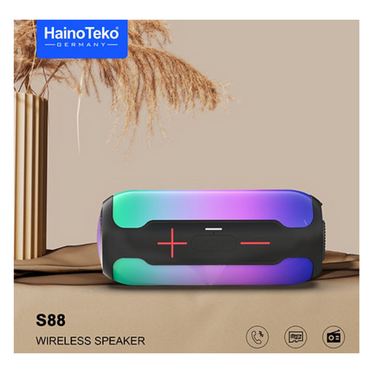Haino Teko S88 Waterproof Bluetooth Speaker with RGB Lighting, Micro SD Slot