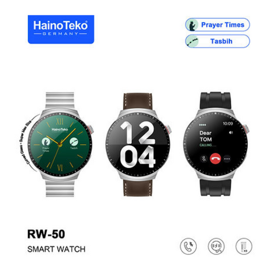 HainoTeko RW-50 Super Max Size Round Shape Curved AMOLED Display Smart Watch With 3 Pair Straps