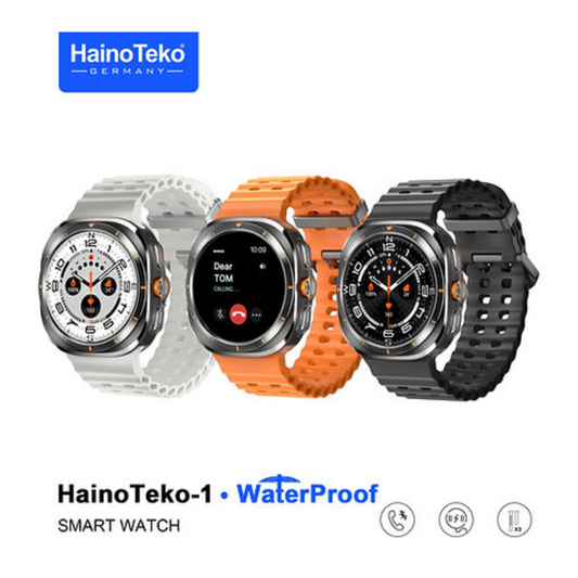 HainoTeko-1 Waterproof Smartwatch With AMOLED Display and 3 Pair Straps For Men