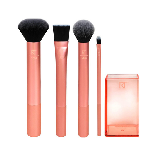 REAL TECHNIQUES Flawless Base Brush Set With Ultra Plush Custom Cut Synthetic Bristles and Extended Aluminum Ferrules to Build Coverage.