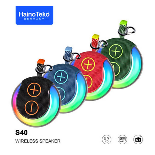 Haino Teko S40 Portable Wireless Bluetooth Speaker With Hifi Sound Quality Button Control and RGB Lighting Black