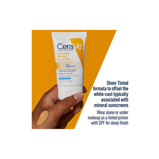 CeraVe Tinted Sunscreen with SPF 30 | Hydrating Mineral Sunscreen