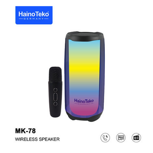 Haino Teko Germany MK78 Portable Bluetooth Speaker with Wireless Mic Black