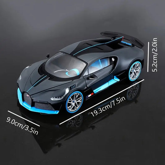 1:24 scale Bugatti Divo die-cast metal sports car model, luxury collectible with realistic detailing for display.