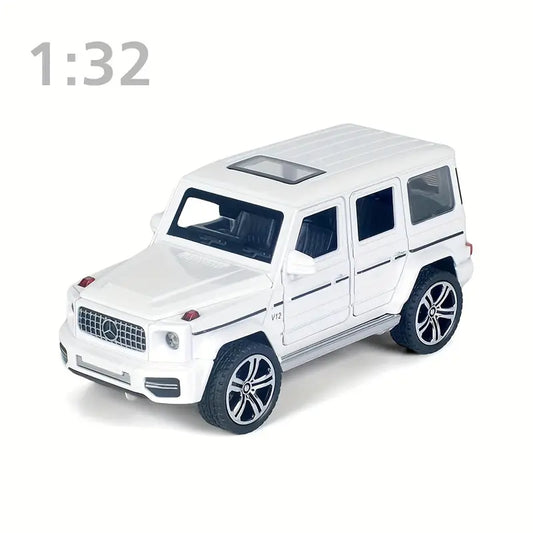 UNDER THE BAUBLES 1:32 scale alloy die-cast car model in black and golden or white finish, with chrome accents, open hood, and detailed interior for luxury display