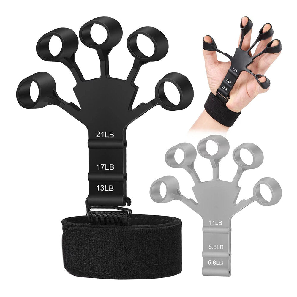 Hand Grip Strengthener - Adjustable Finger Exerciser and Finger Stretcher -  Grip Strength Trainer for Hand Therapy, Rock Climbing - Relieve Pain for