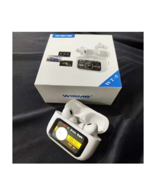 Wisme WT5 Earbuds featuring touch-sensitive controls, wireless Bluetooth technology, and a sleek AirPods-style design