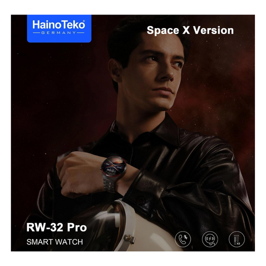 Haino Teko Germany RW-32 Pro Space X Version Curved AMOLED Display Smart Watch With 3 Pair Straps, Tasbeeh, 5 Time Pray Alarm and Wireless Charger