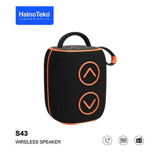 Haino Teko Germany S43 Portable Speaker With Button Control and RGB Colour Black