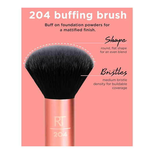 REAL TECHNIQUES Flawless Base Brush Set With Ultra Plush Custom Cut Synthetic Bristles and Extended Aluminum Ferrules to Build Coverage.