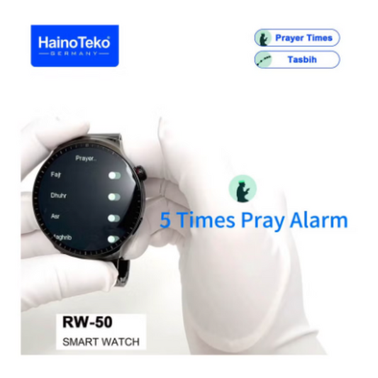 HainoTeko RW-50 Super Max Size Round Shape Curved AMOLED Display Smart Watch With 3 Pair Straps