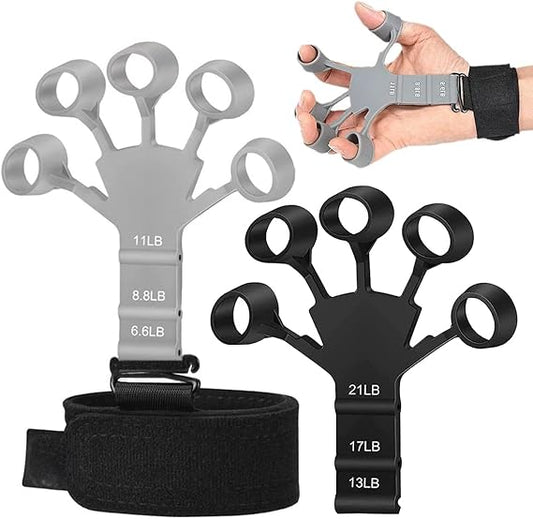 Hand Grip Strengthener - Adjustable Finger Exerciser and Finger Stretcher -  Grip Strength Trainer for Hand Therapy, Rock Climbing - Relieve Pain for