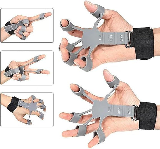 Hand Grip Strengthener - Adjustable Finger Exerciser and Finger Stretcher -  Grip Strength Trainer for Hand Therapy, Rock Climbing - Relieve Pain for