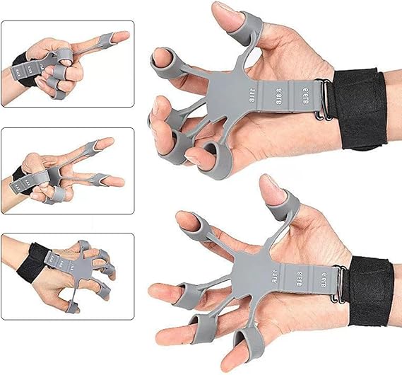 Hand Grip Strengthener - Adjustable Finger Exerciser and Finger Stretcher -  Grip Strength Trainer for Hand Therapy, Rock Climbing - Relieve Pain for