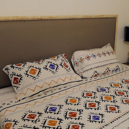 Printed Cotton Bedsheet with Pillow Covers