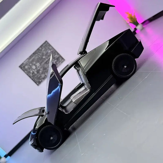1:32 scale black alloy sports car model with purple accents, featuring detailed interior and exterior, and manual operation.