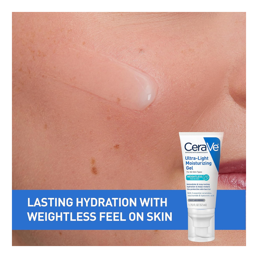 CeraVe Ultra-Light Moisturizing Gel | Hydrating Gel Face Moisturizer with Ceramides, Niacinamide, Hyaluronic Acid | Fragra..#skincare #SkinProducts # Face serum # serum #Face