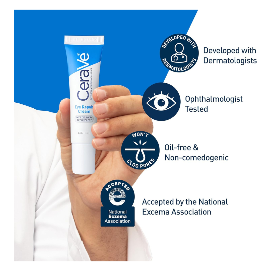 CeraVe Eye Repair Cream | Under Eye Cream for Dark Circles and Puffiness Delicate Skin Under Eye Area with Hyaluronic acid #BrightEyes #WrinkleCare #CaffeineBoost #EyeCreamEssentials #PeptidePower #AntiAgingSkincare #YouthfulGlow #SmoothSkin #TiredEyes #UnderEyeCare