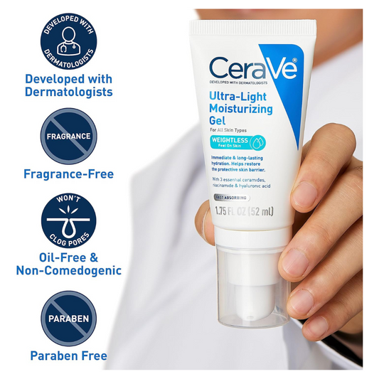 CeraVe Ultra-Light Moisturizing Gel | Hydrating Gel Face Moisturizer with Ceramides, Niacinamide, Hyaluronic Acid | Fragra..#skincare #SkinProducts # Face serum # serum #Face