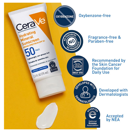 CeraVe 100% Mineral Sunscreen SPF 50 | Face Sunscreen with Zinc Oxide &amp; Titanium Dioxide for Sensitive Skin #BrightEyes #WrinkleCare #CaffeineBoost #EyeCreamEssentials #PeptidePower #AntiAgingSkincare #YouthfulGlow #SmoothSkin #TiredEyes #UnderEyeCare
