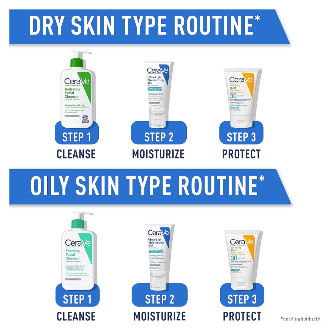 CeraVe Ultra-Light Moisturizing Gel | Hydrating Gel Face Moisturizer with Ceramides, Niacinamide, Hyaluronic Acid | Fragra..#skincare #SkinProducts # Face serum # serum #Face