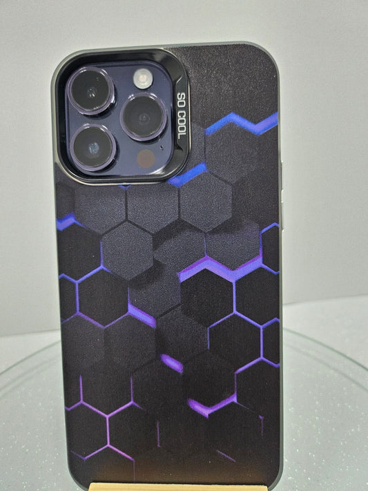 3D Square Graphic Printed Phone Case For IPhone 15 Pro Max / 14 Pro Max / 13 Pro Max / 12 Pro Max / 11 Pro Max, Black