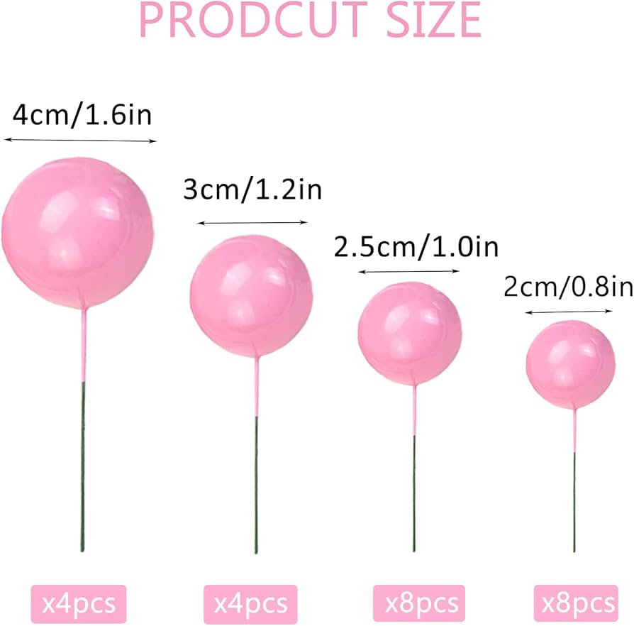 20pcs Set of  Round Ball Cake Toppers