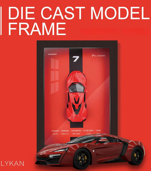 1:32 Alloy Metal Racing Car 3D Simulation Model in Photo Frame – Sports Car Wall Hanging Painting