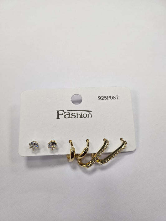 Women's Earrings 6-Piece Gold Cartilage Earrings Moon Earrings Zircon Buckle Girls' Earrings CZ Double Head 14K Plated Gold Stud Bolt Set: