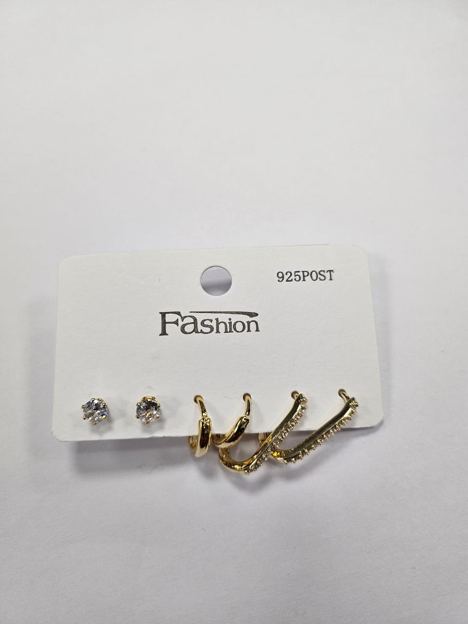 Women's Earrings 6-Piece Gold Cartilage Earrings Moon Earrings Zircon Buckle Girls' Earrings CZ Double Head 14K Plated Gold Stud Bolt Set: