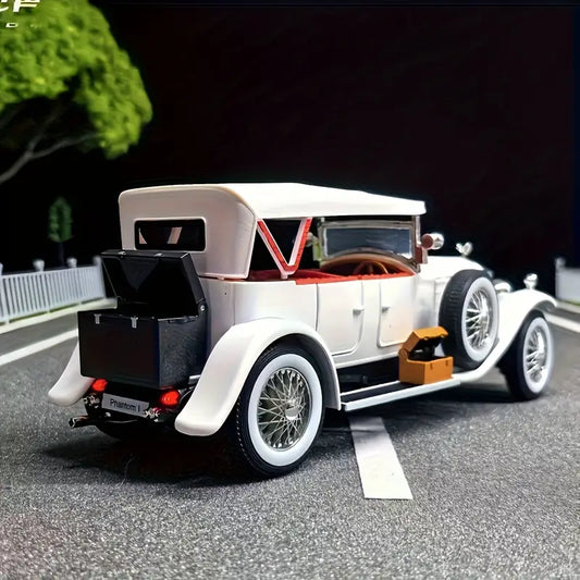 1:18 scale Bugatti Mistral W16 diecast sports car model in black and yellow with alloy body, detailed exterior, and wind-powered push.