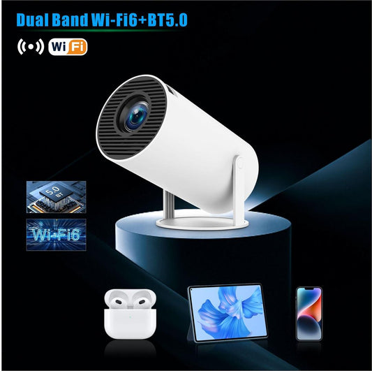 Home Cinema Outdoor Portable Projector with Wi-Fi 6/BT 5.0, Compatible with Android/iOS/PC/PS5/TV Stick/HDMI