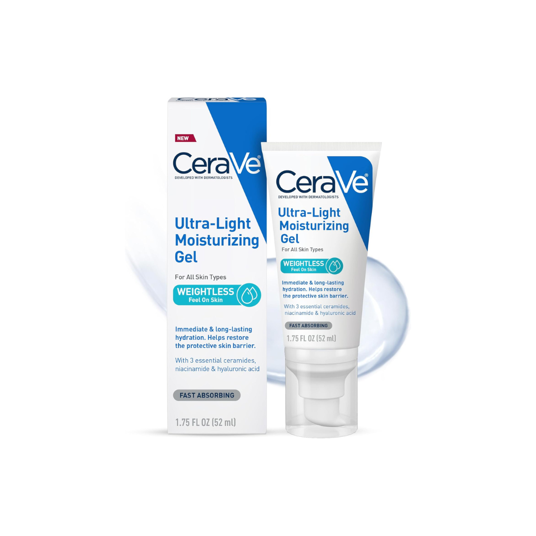 CeraVe Ultra-Light Moisturizing Gel | Hydrating Gel Face Moisturizer with Ceramides, Niacinamide, Hyaluronic Acid | Fragra..#skincare #SkinProducts # Face serum # serum #Face