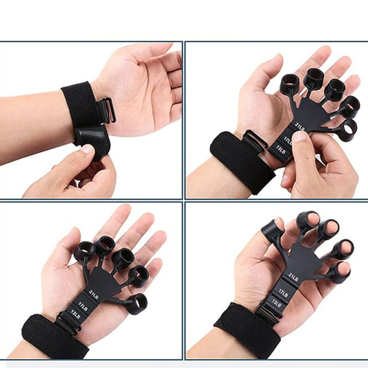 Hand Grip Strengthener - Adjustable Finger Exerciser and Finger Stretcher -  Grip Strength Trainer for Hand Therapy, Rock Climbing - Relieve Pain for