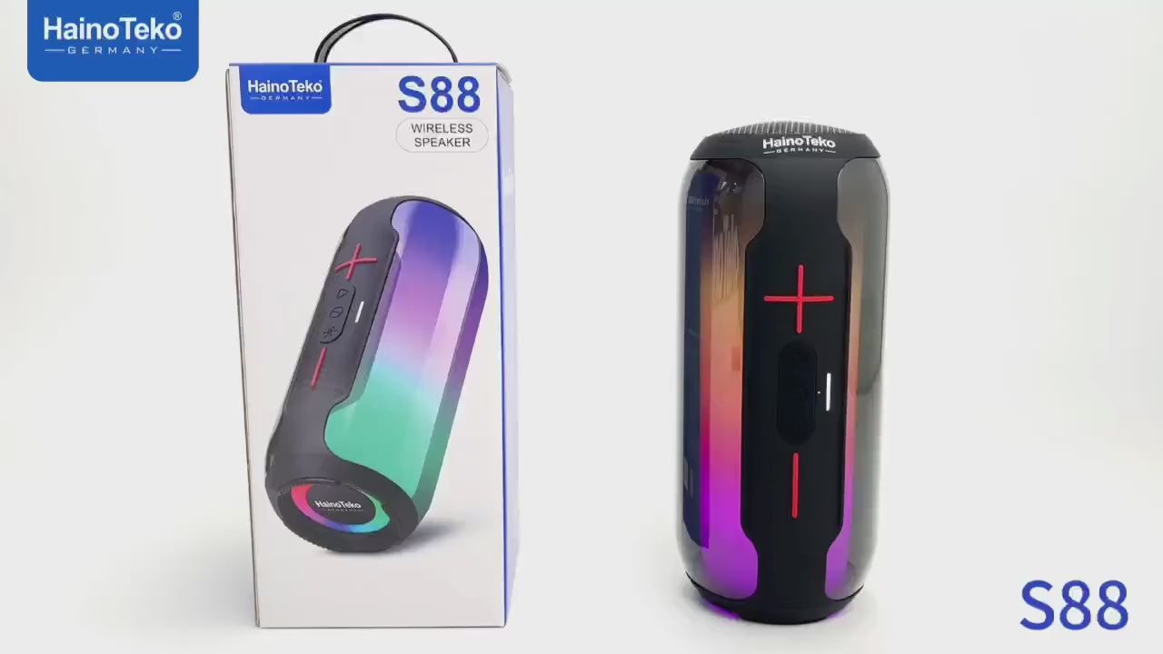 Haino Teko S88 Waterproof Bluetooth Speaker with RGB Lighting, Micro SD Slot