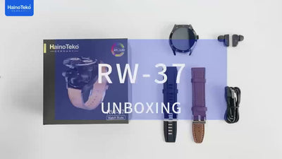 HainoTeko Germany RW37 Watch Buds Large Screen Round Shape Smart Watch and Bluetooth Earbuds With 2 Pair Straps