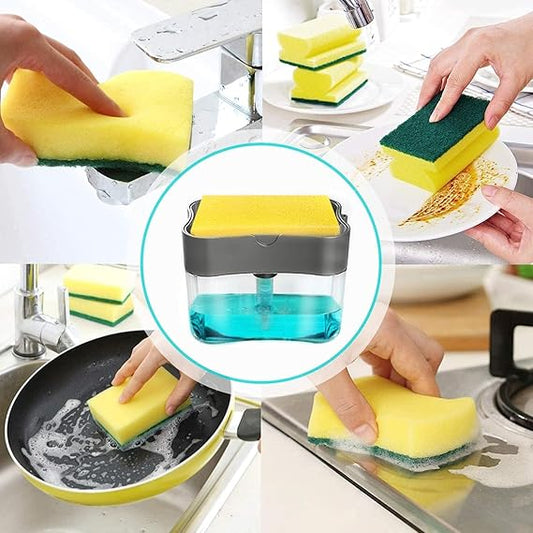 1pc Dish Soap Dispenser And Sponge Holder, Dish Washing Liquid Press Box, Dispenser Box For Bathroom, Sink Press Soap Dispenser, No Sponge, Bathroom