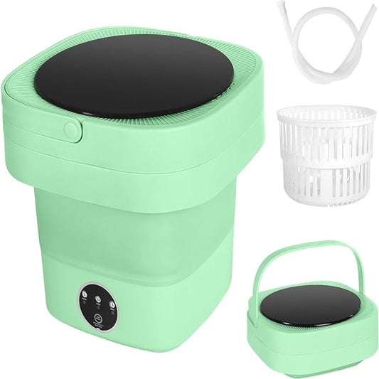 portable washing machine - mini washer with dryer - foldable small laundry with spin dryer for baby clothes, underwear and socks - Folding washing