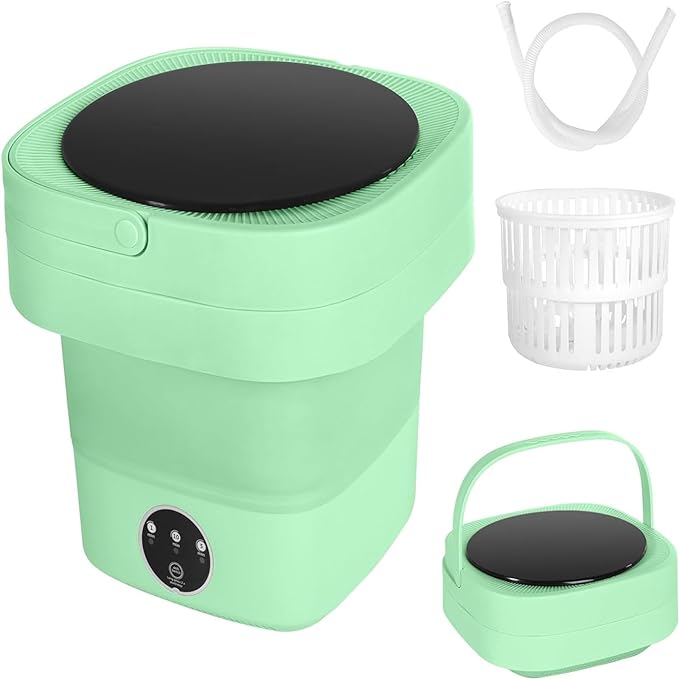 portable washing machine - mini washer with dryer - foldable small laundry with spin dryer for baby clothes, underwear and socks - Folding washing