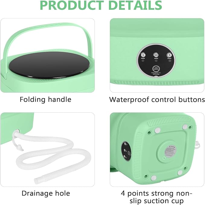 portable washing machine - mini washer with dryer - foldable small laundry with spin dryer for baby clothes, underwear and socks - Folding washing