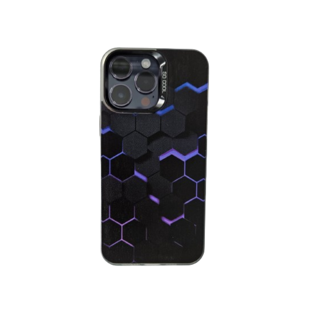 Plain Hexagon Graphic Printed Fiber iPhone Case