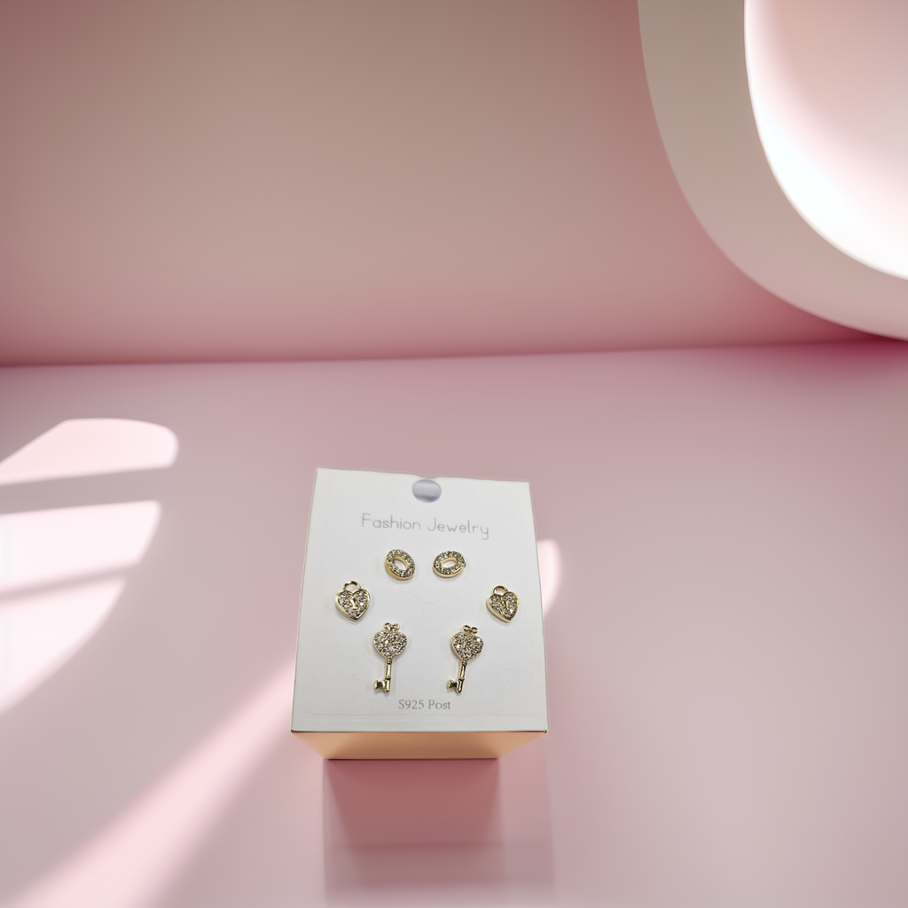 18K Gold Plated 6 Pieces Earring Set